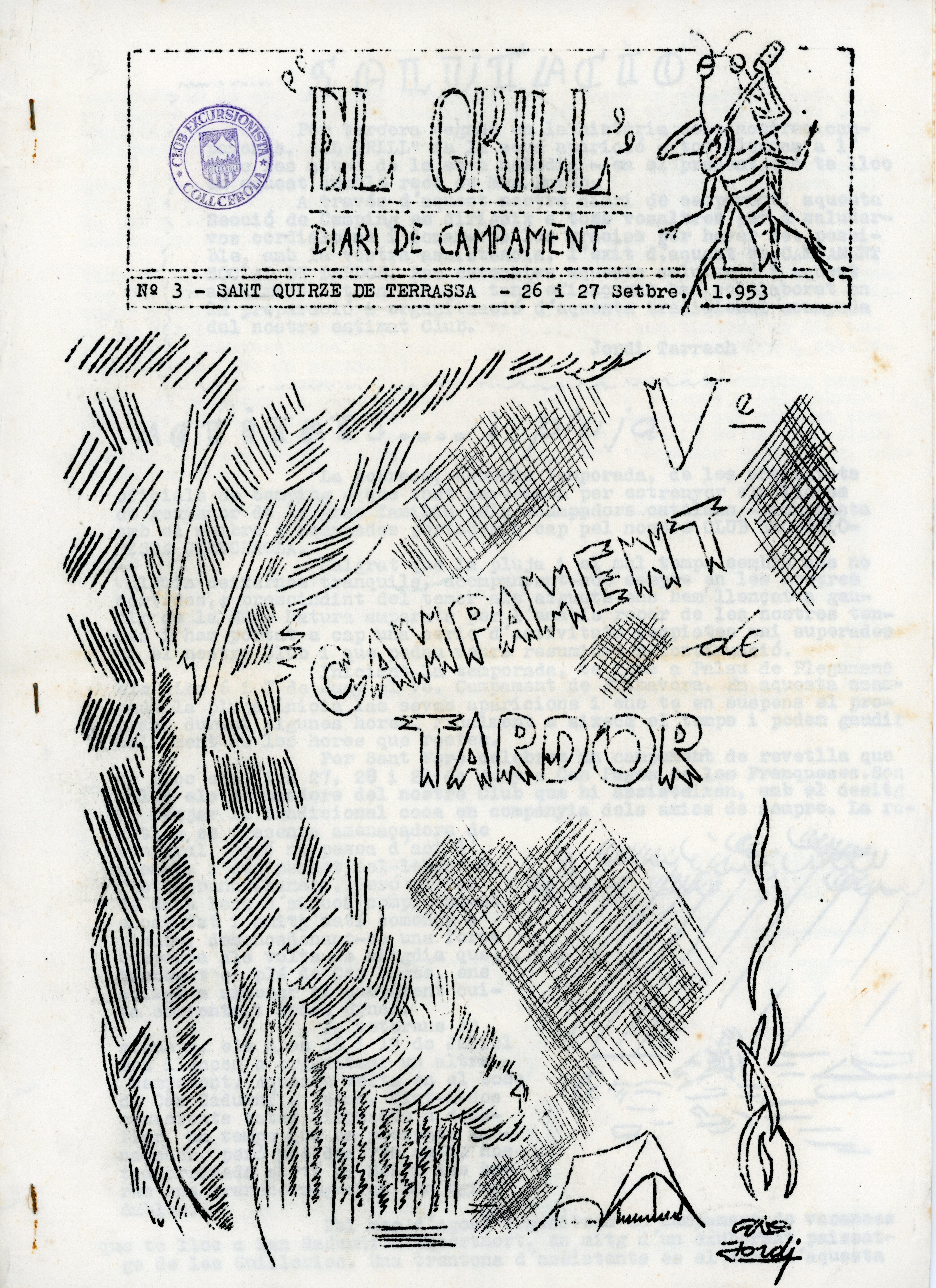 "El Grill" Diari de Campament : Vè Campament de Tardor : Sant Quirze de Terrassa - Portada